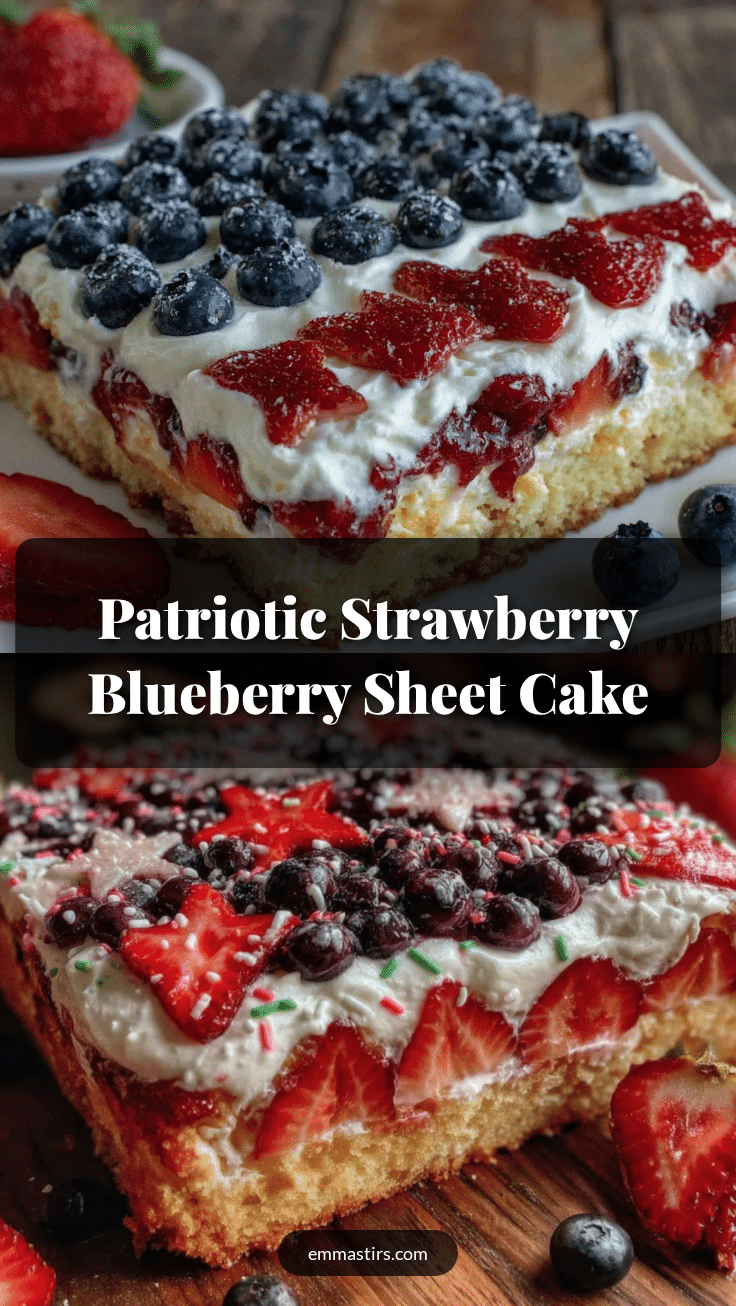 American Flag Strawberry Blueberry Sheet Cake recipe
