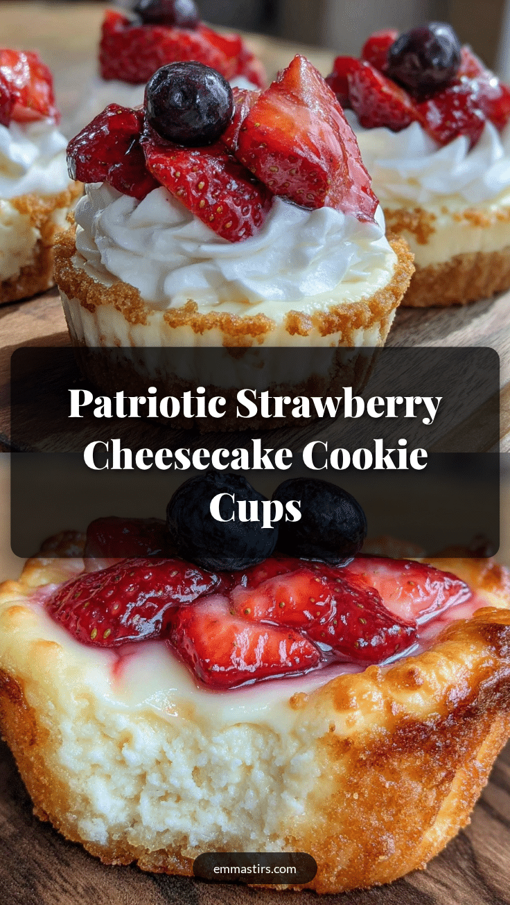 patriotic strawberry cheesecake cookie cups recipe