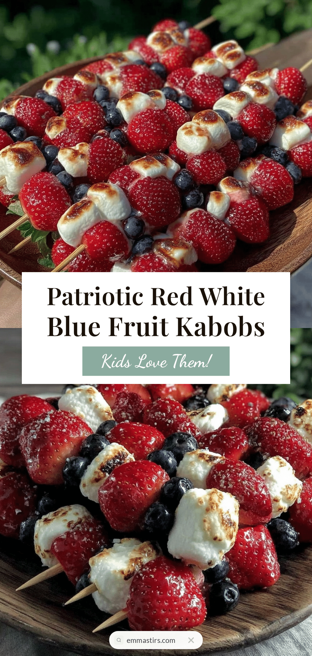 fresh red white blue fruit kabobs recipe