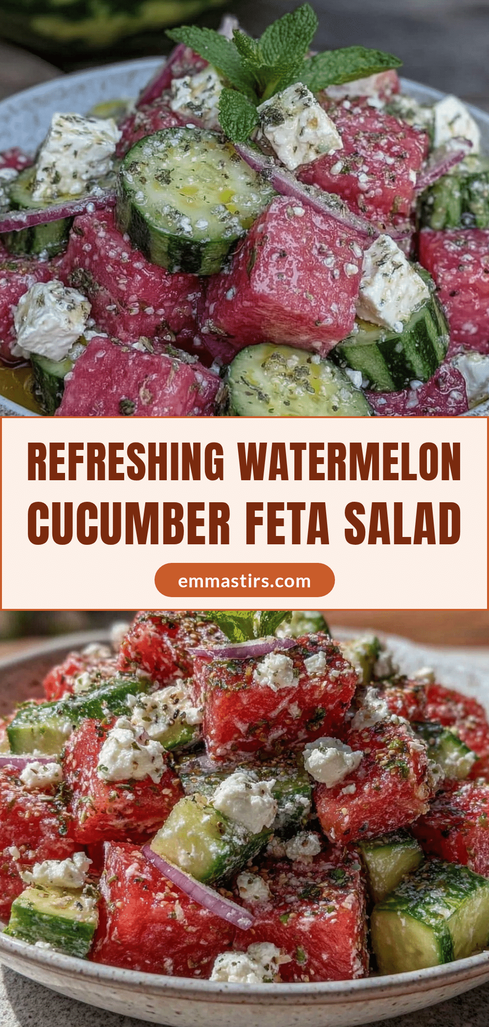Fresh Watermelon Cucumber Feta Salad recipe