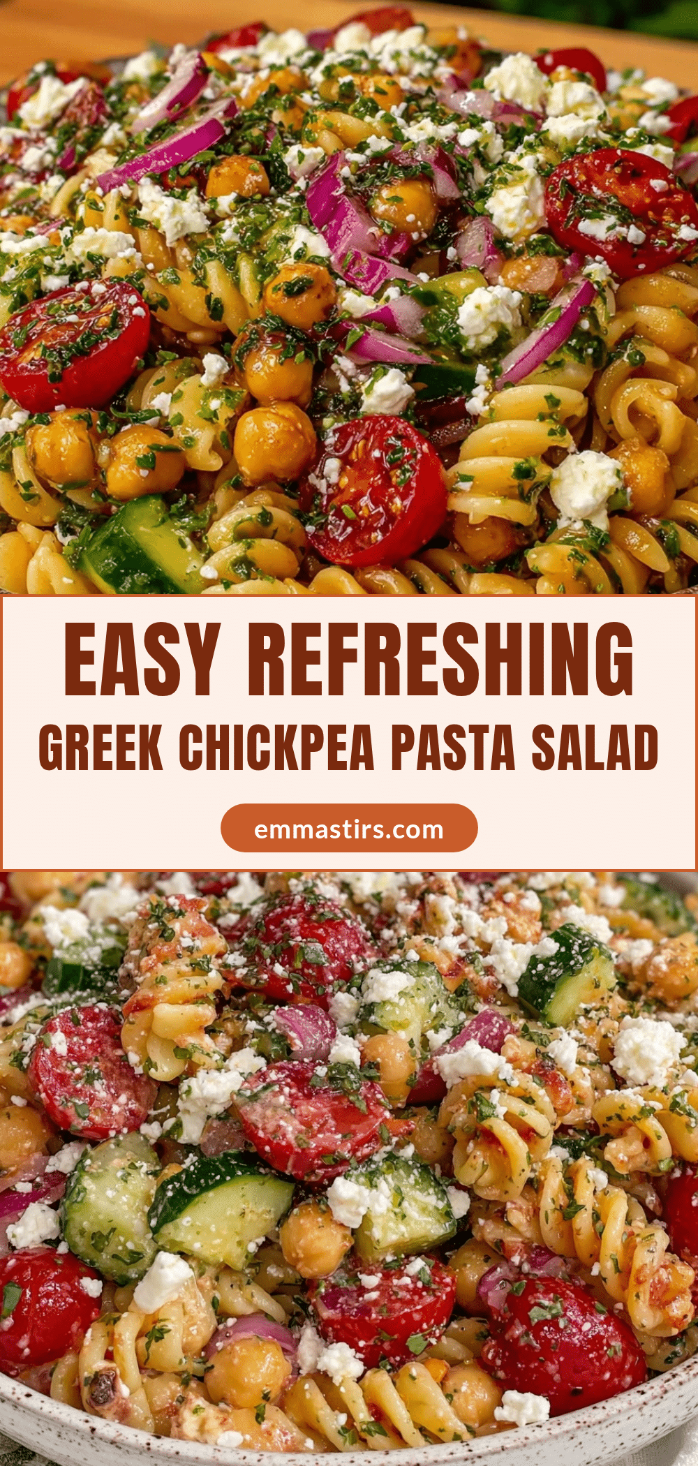 Greek pasta salad with chickpeas recipe
