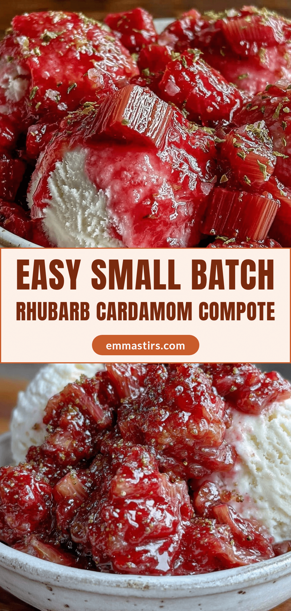 small batch rhubarb cardamom compote recipe