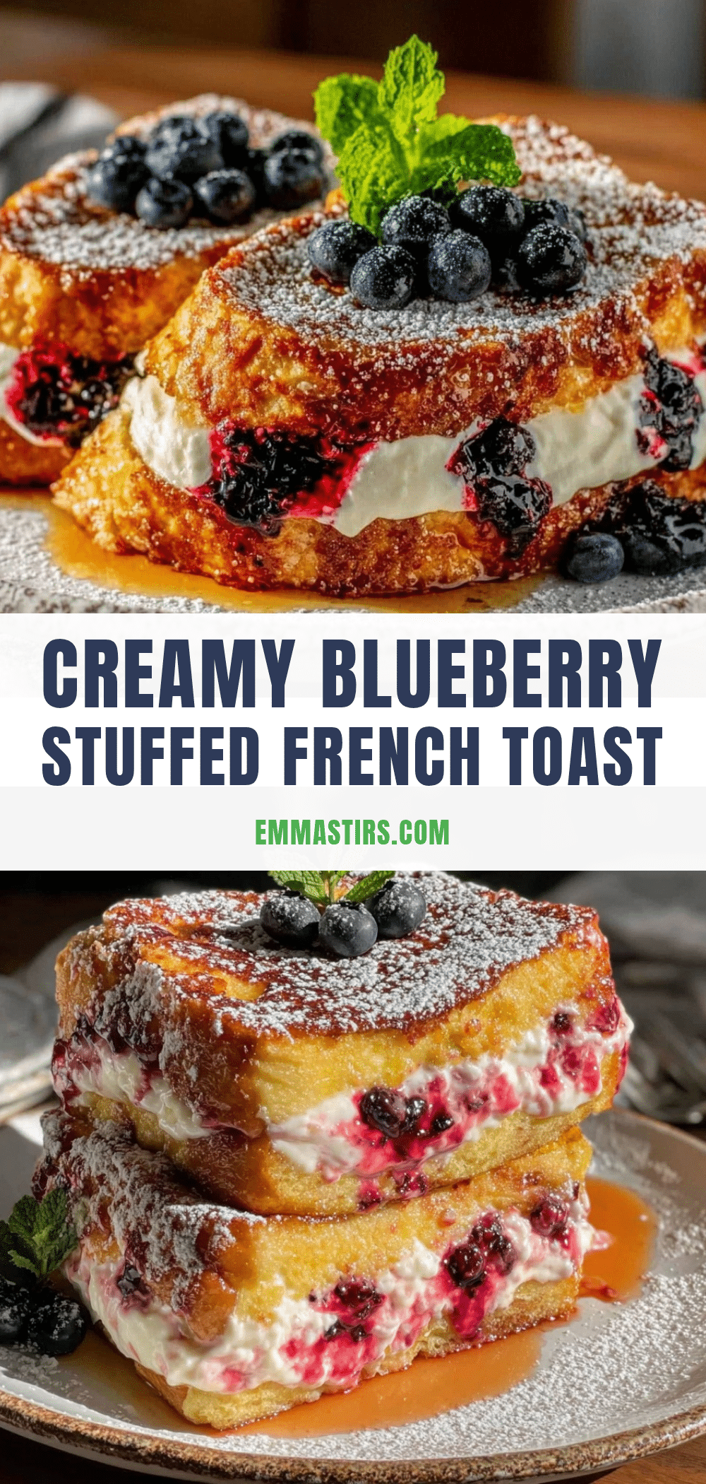creamy blueberry cream cheese stuffed french toast recipe