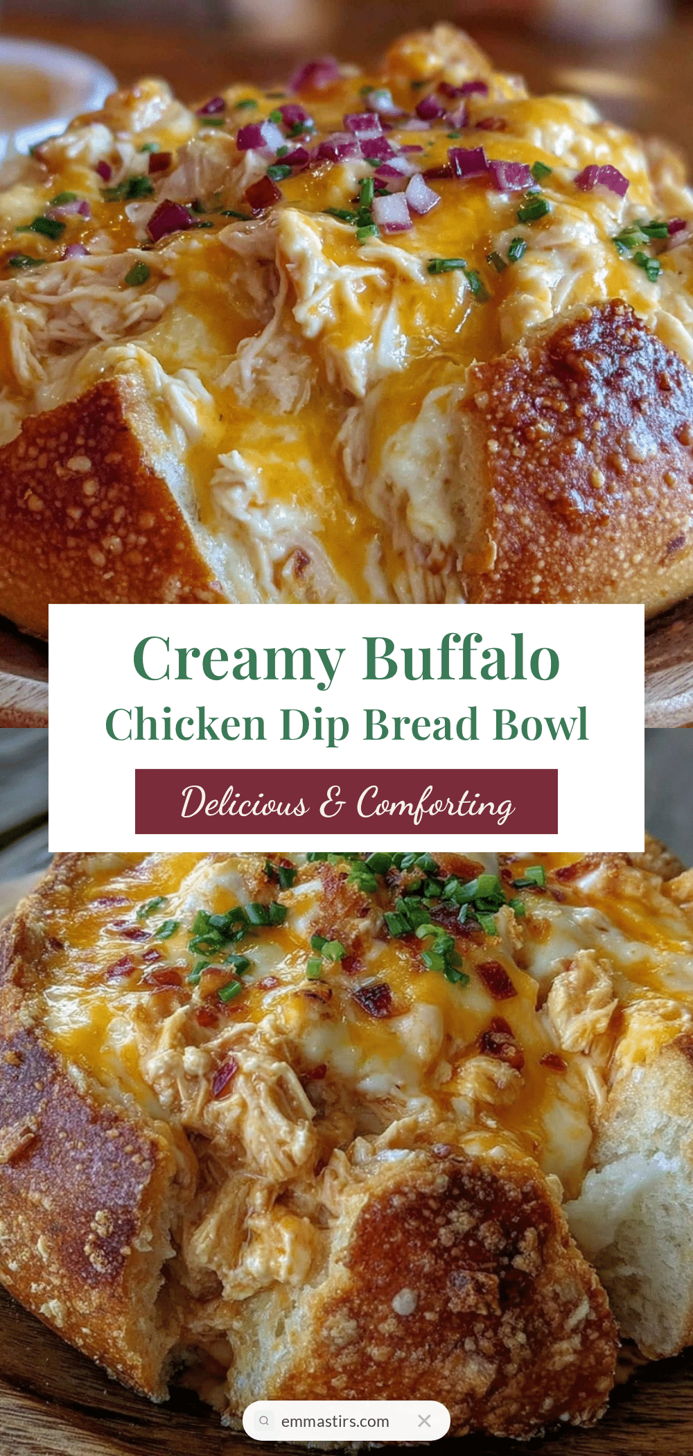 creamy buffalo chicken dip bread bowl recipe