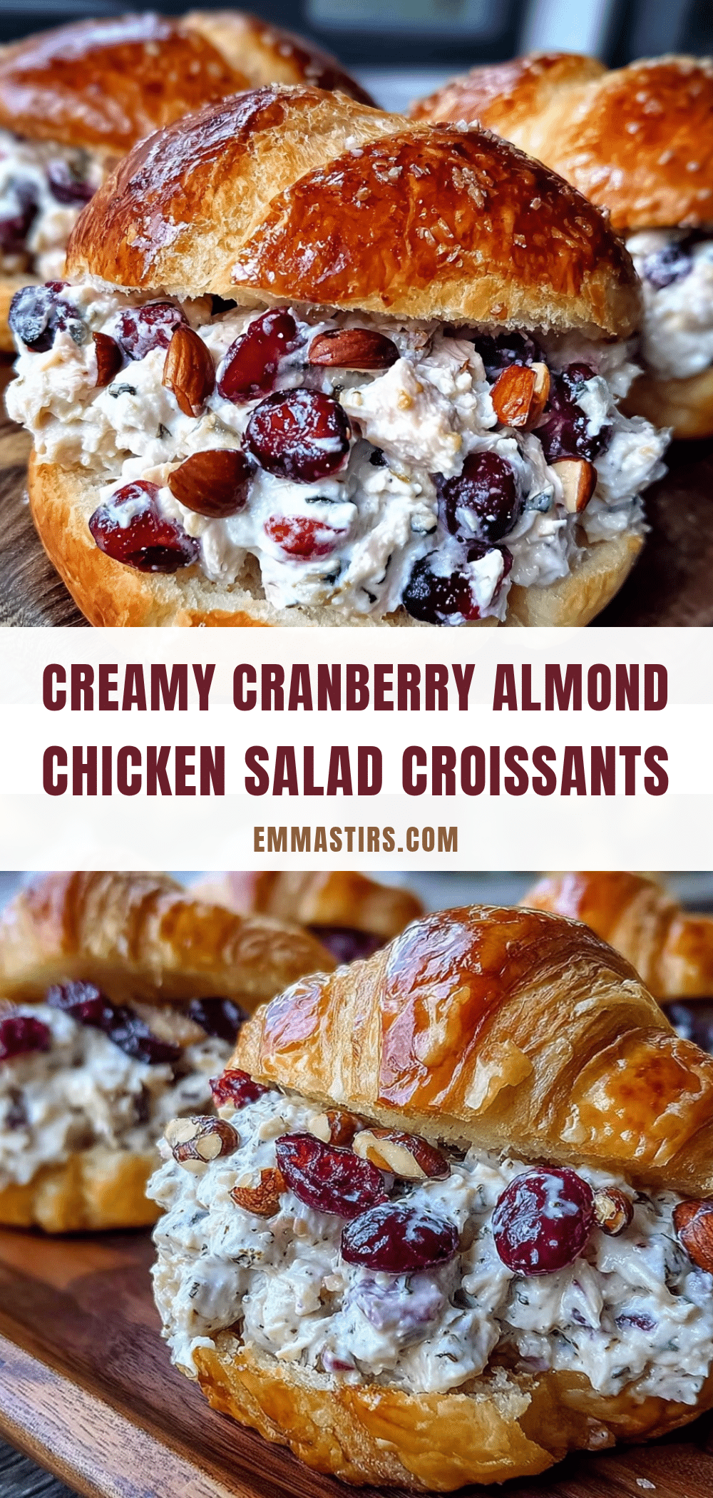 creamy cranberry almond chicken salad croissants recipe