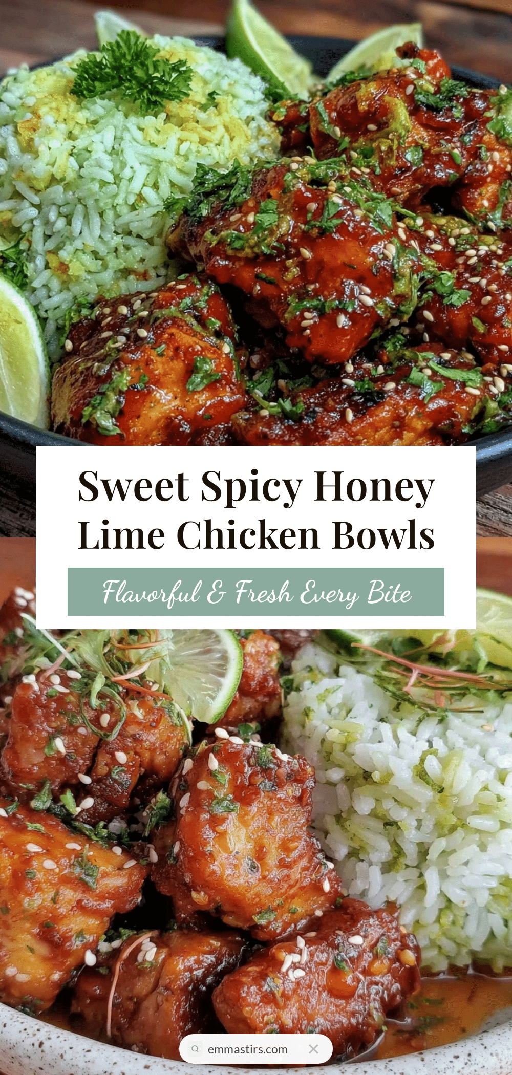 honey lime sriracha chicken bowls recipe