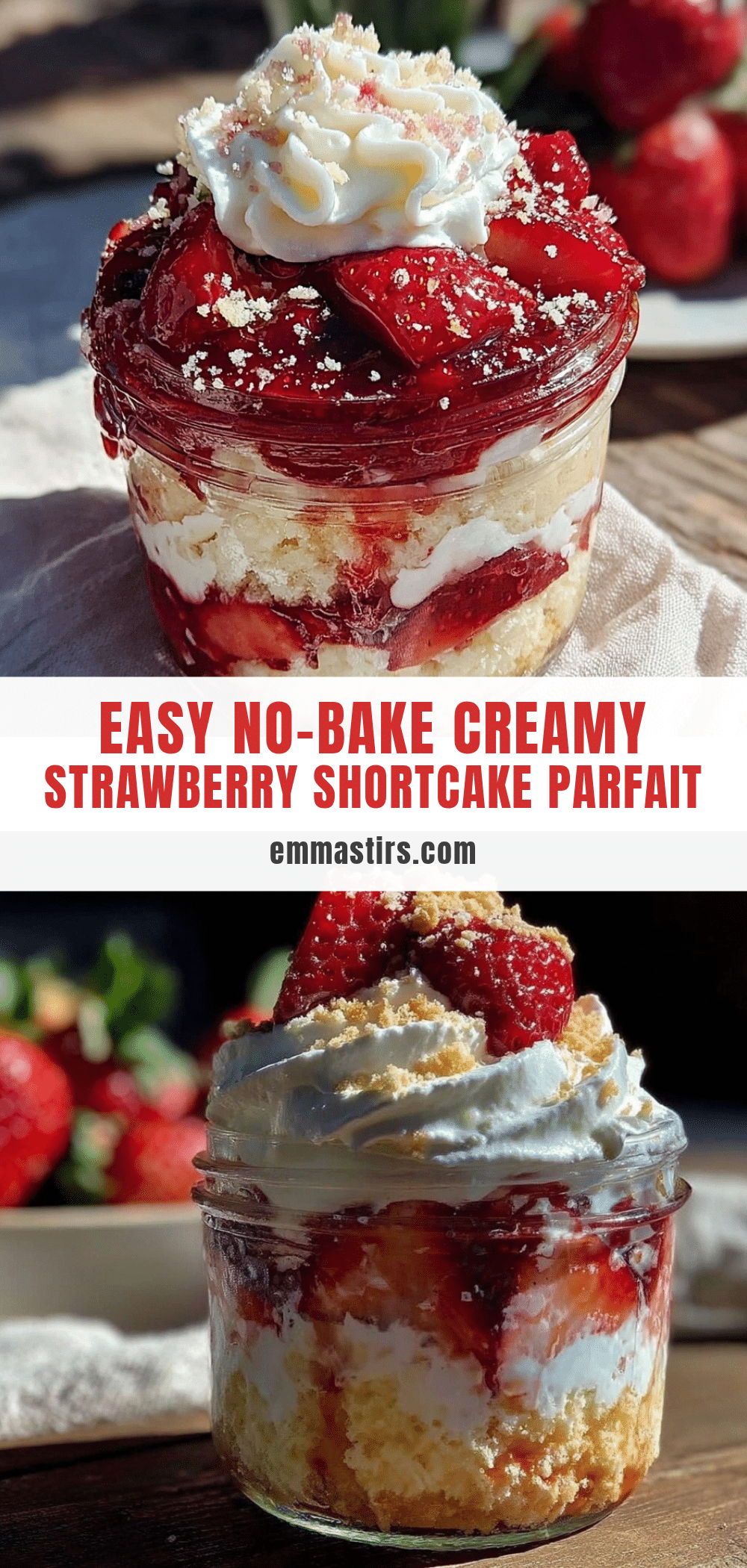 no-bake strawberry shortcake parfait recipe