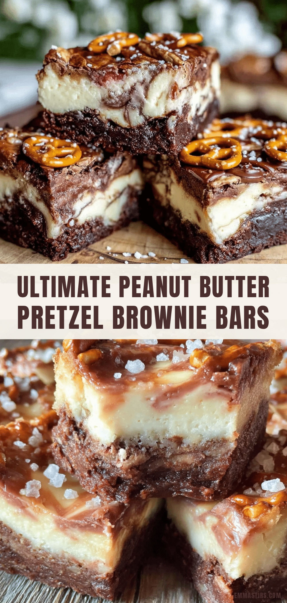 peanut butter pretzel brownie cheesecake bars recipe