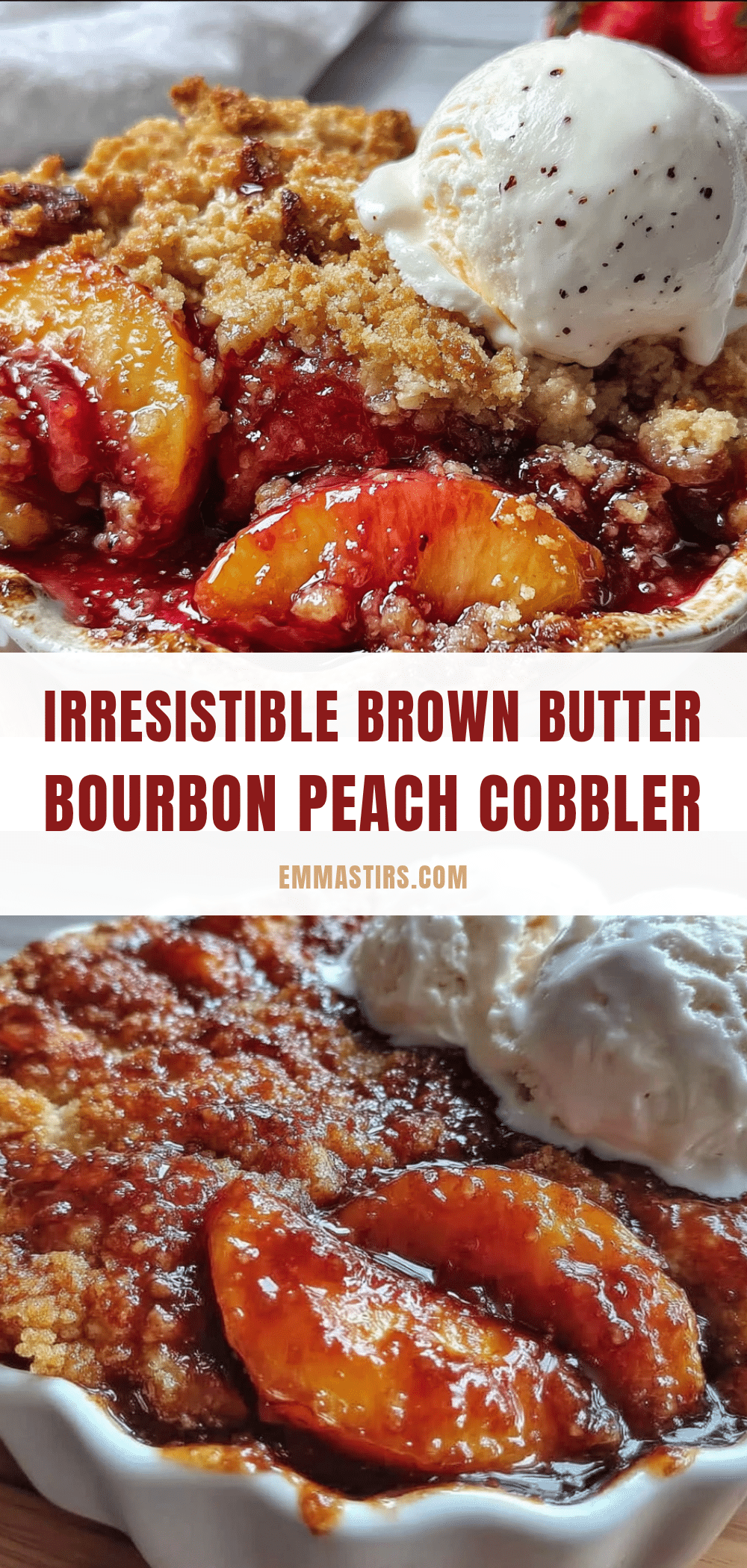 brown butter bourbon peach cobbler recipe