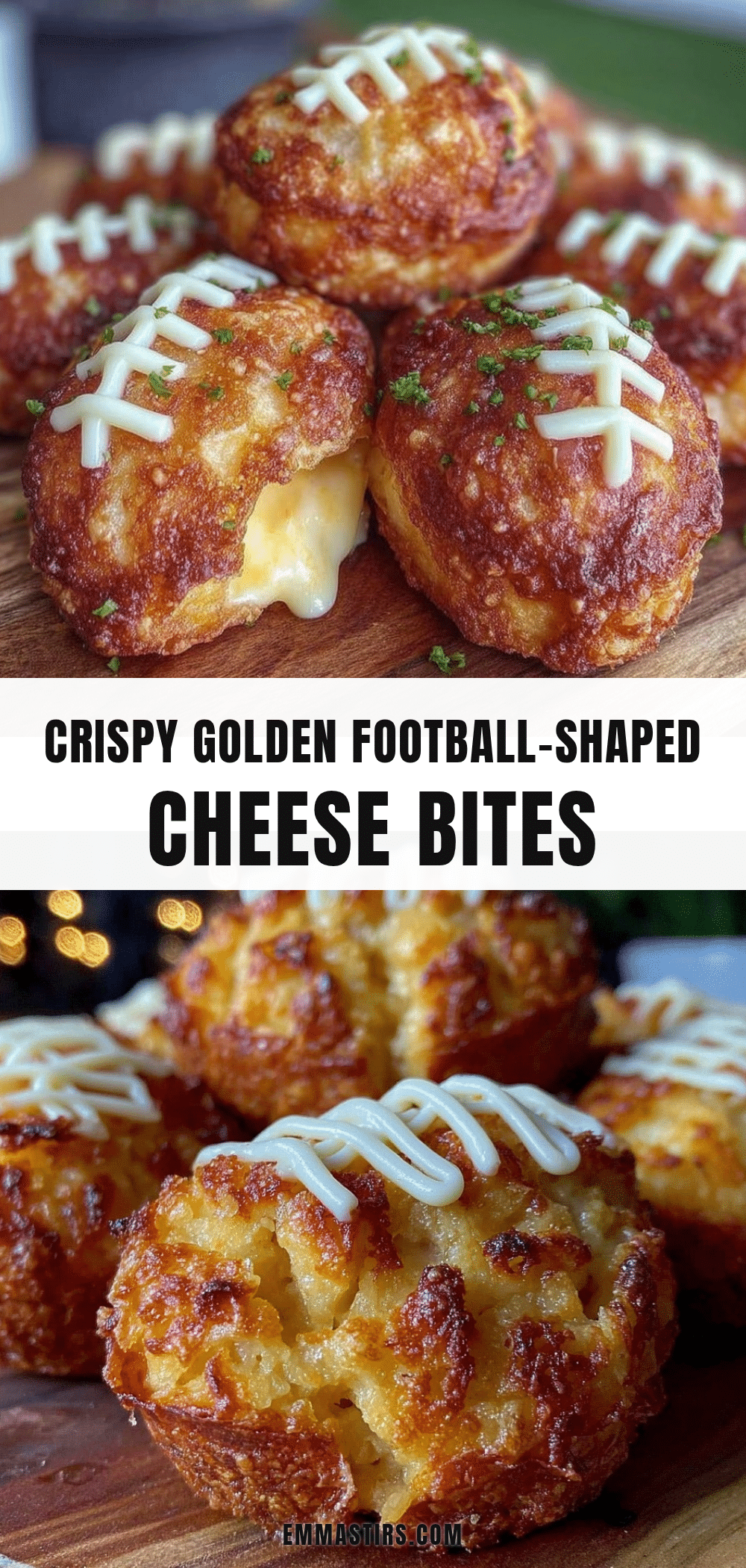 crispy baked football-shaped cheese bites recipe