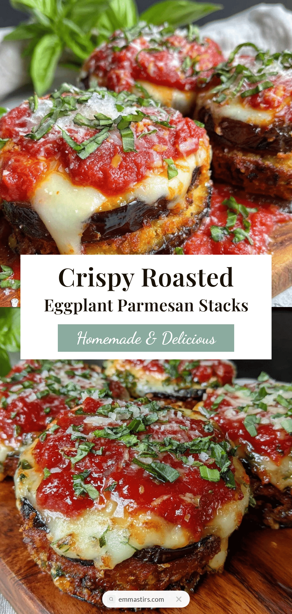 crispy roasted eggplant parmesan stacks recipe