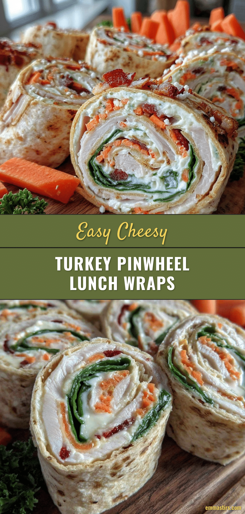 easy cheesy turkey pinwheel lunch wraps recipe