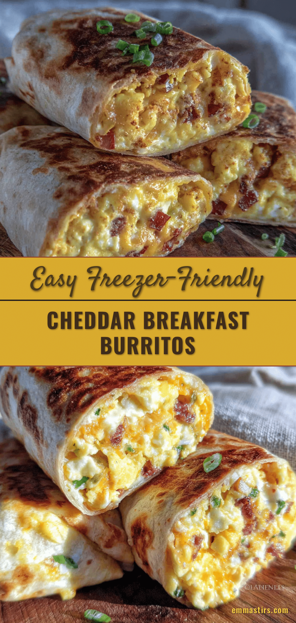 freezer-friendly egg and cheddar breakfast burritos recipe