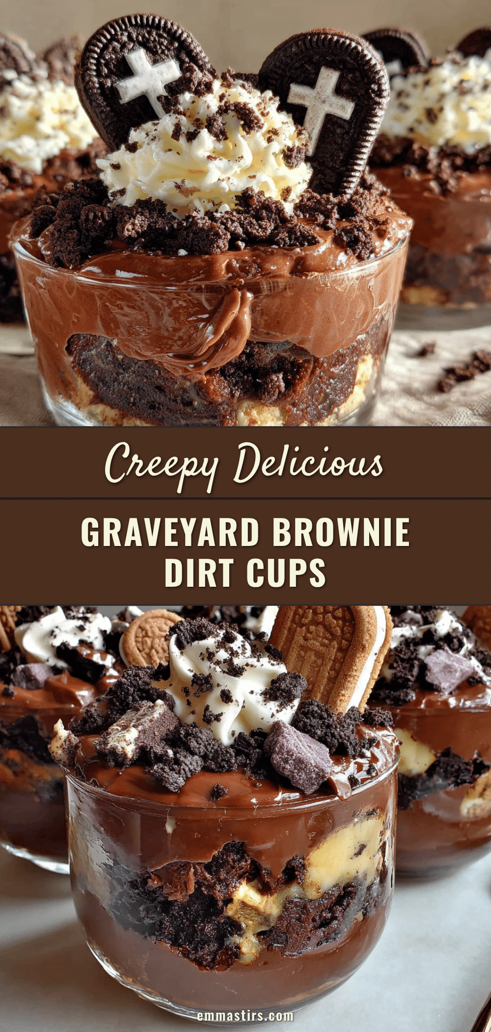 Graveyard Brownie Dirt Cups recipe