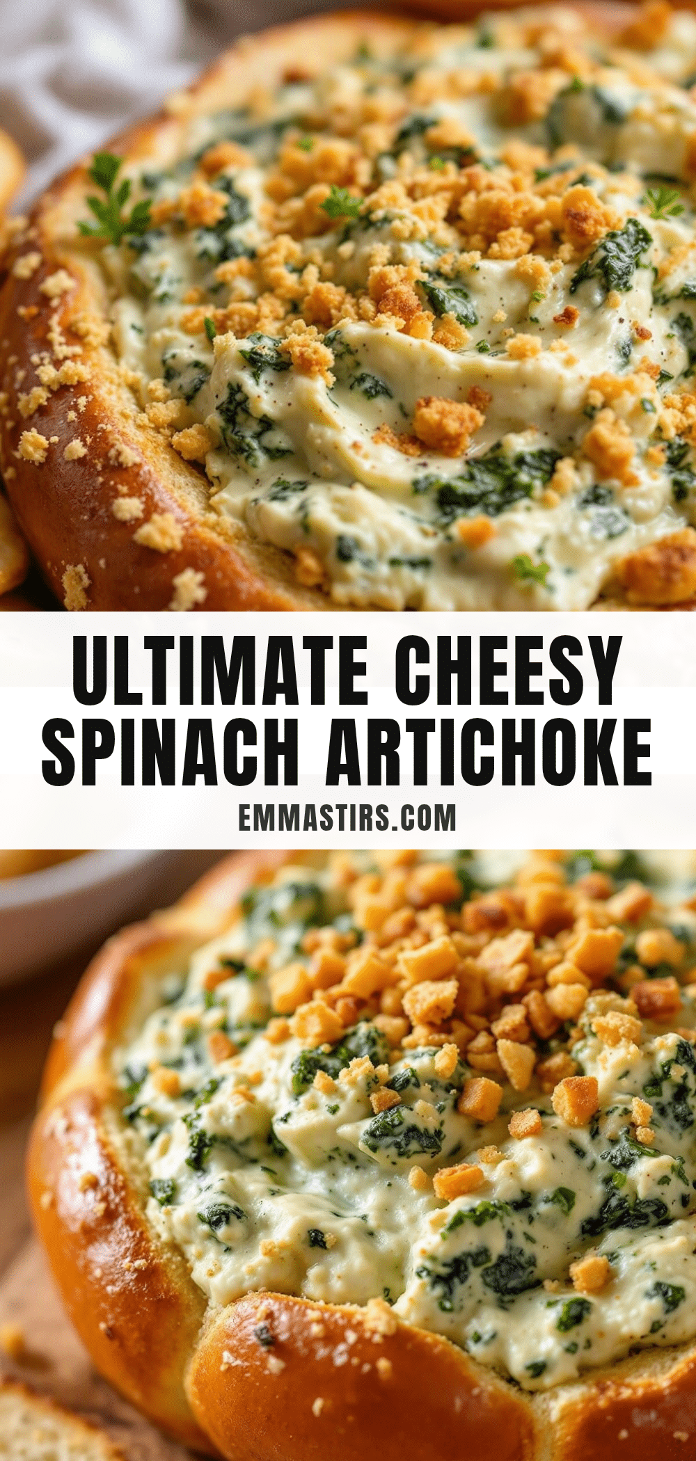 cheesy spinach artichoke pretzel bowl recipe