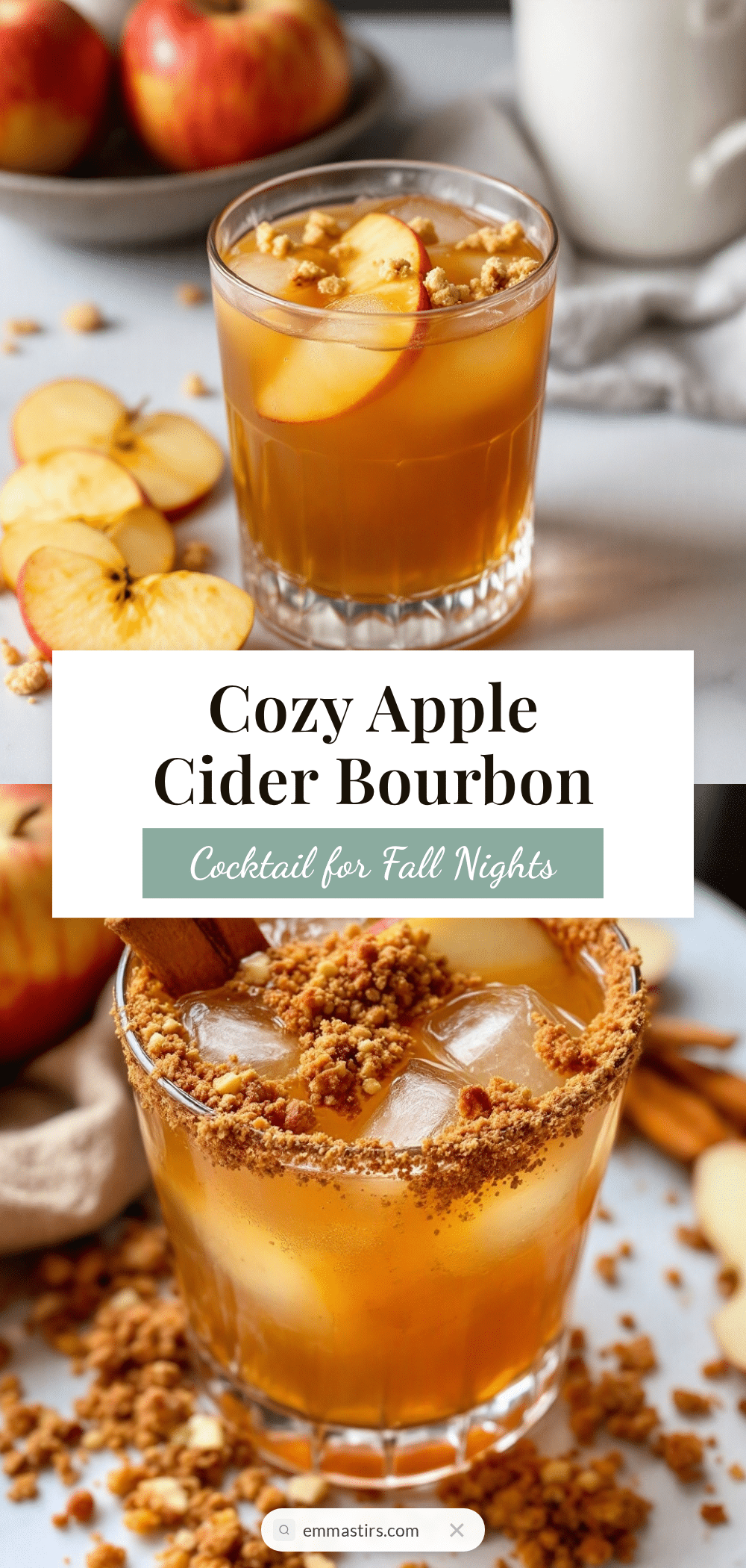 cozy apple cider bourbon cocktail recipe