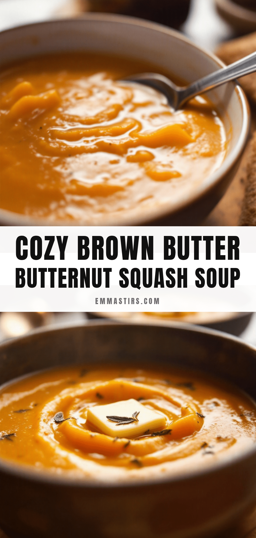 cozy butternut squash soup with brown butter and sage recipe