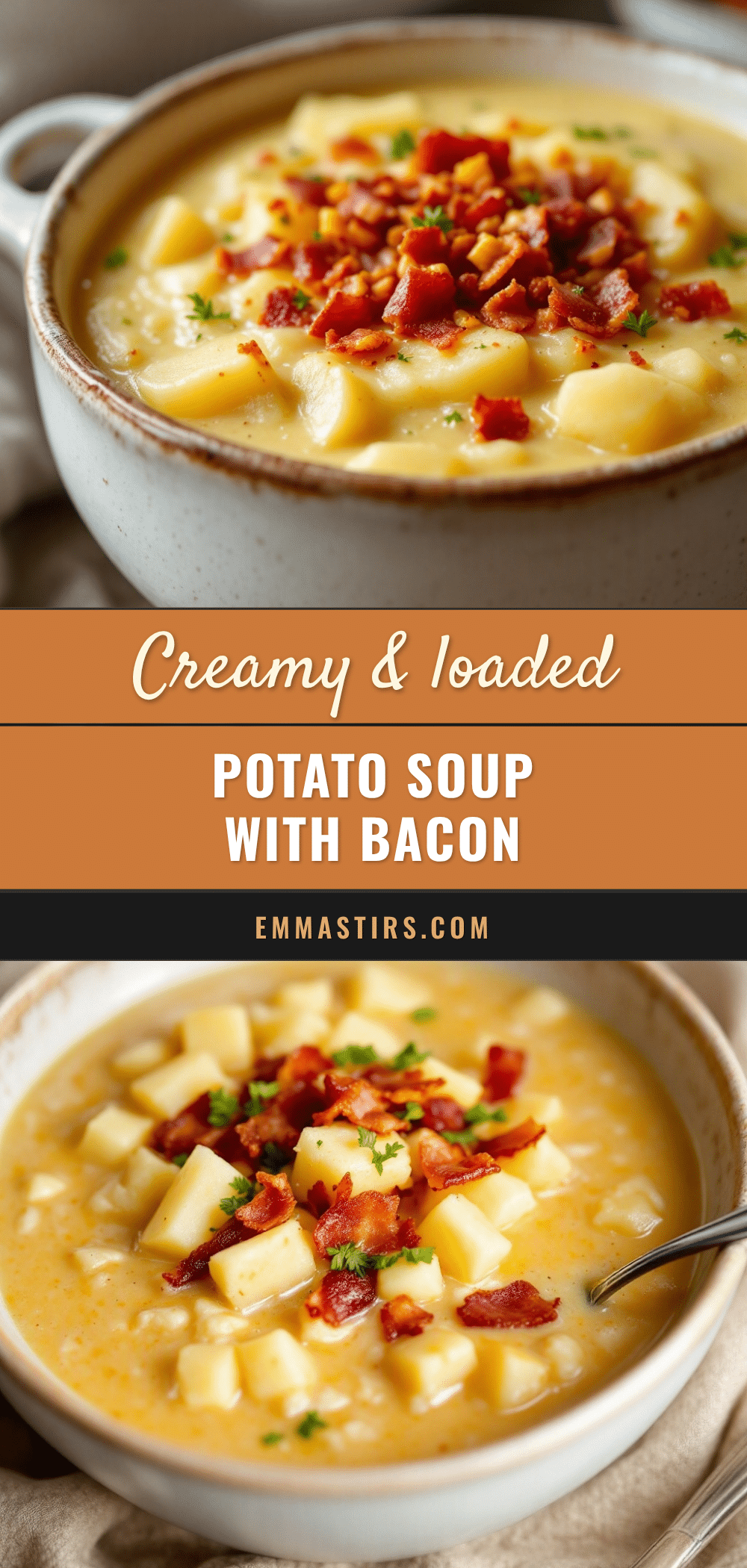 Creamy Instant Pot Loaded Potato Soup with Bacon recipe