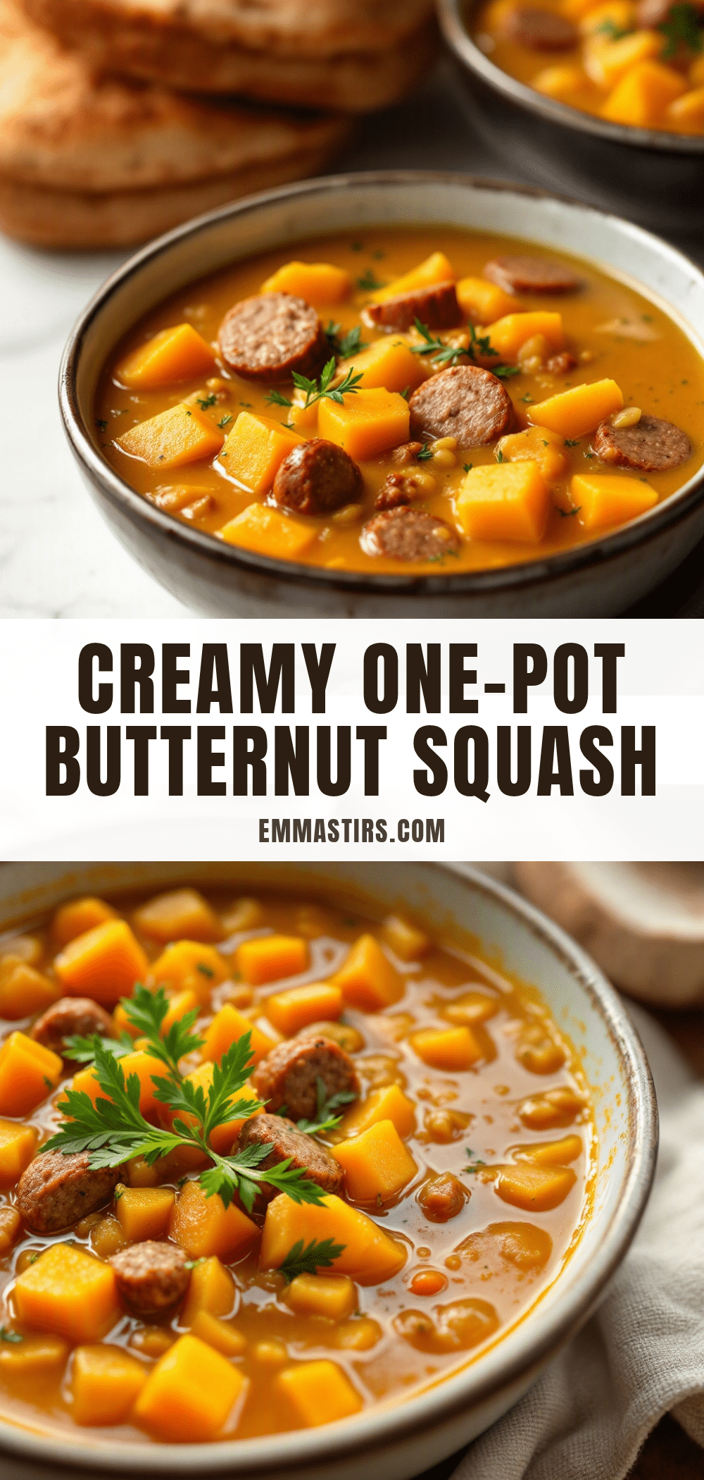 creamy one-pot butternut squash sausage soup recipe