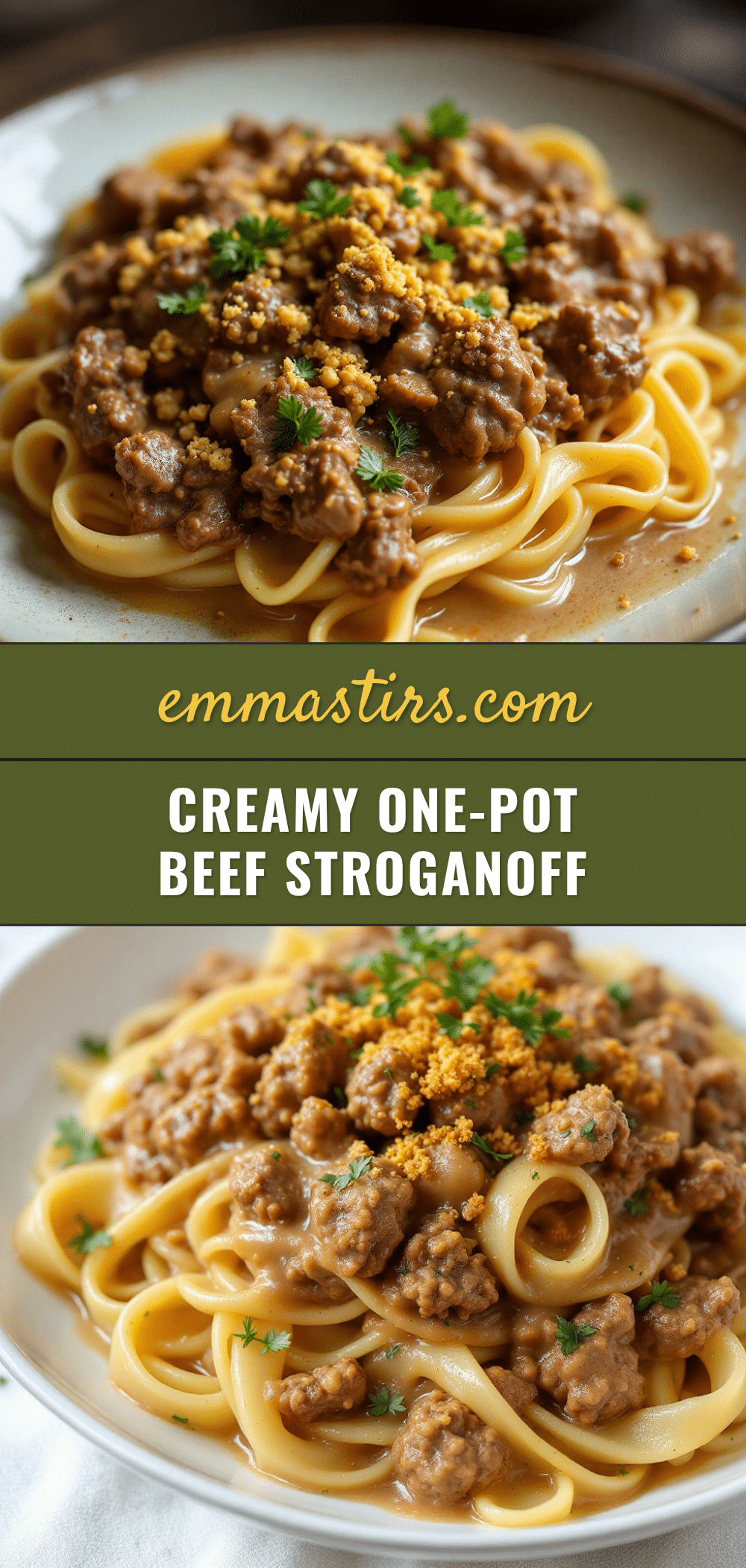 creamy one-pot ground beef stroganoff recipe
