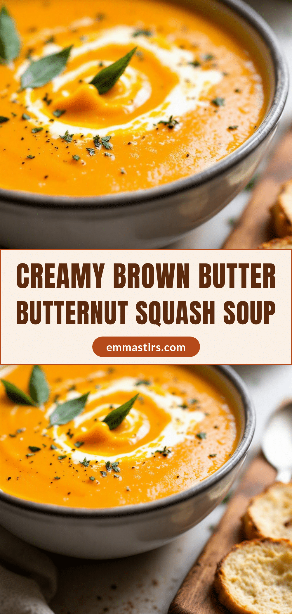 creamy roasted butternut squash soup with brown butter sage recipe