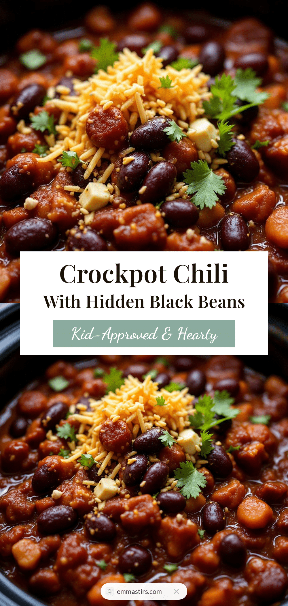 easy crockpot chili with hidden black beans recipe