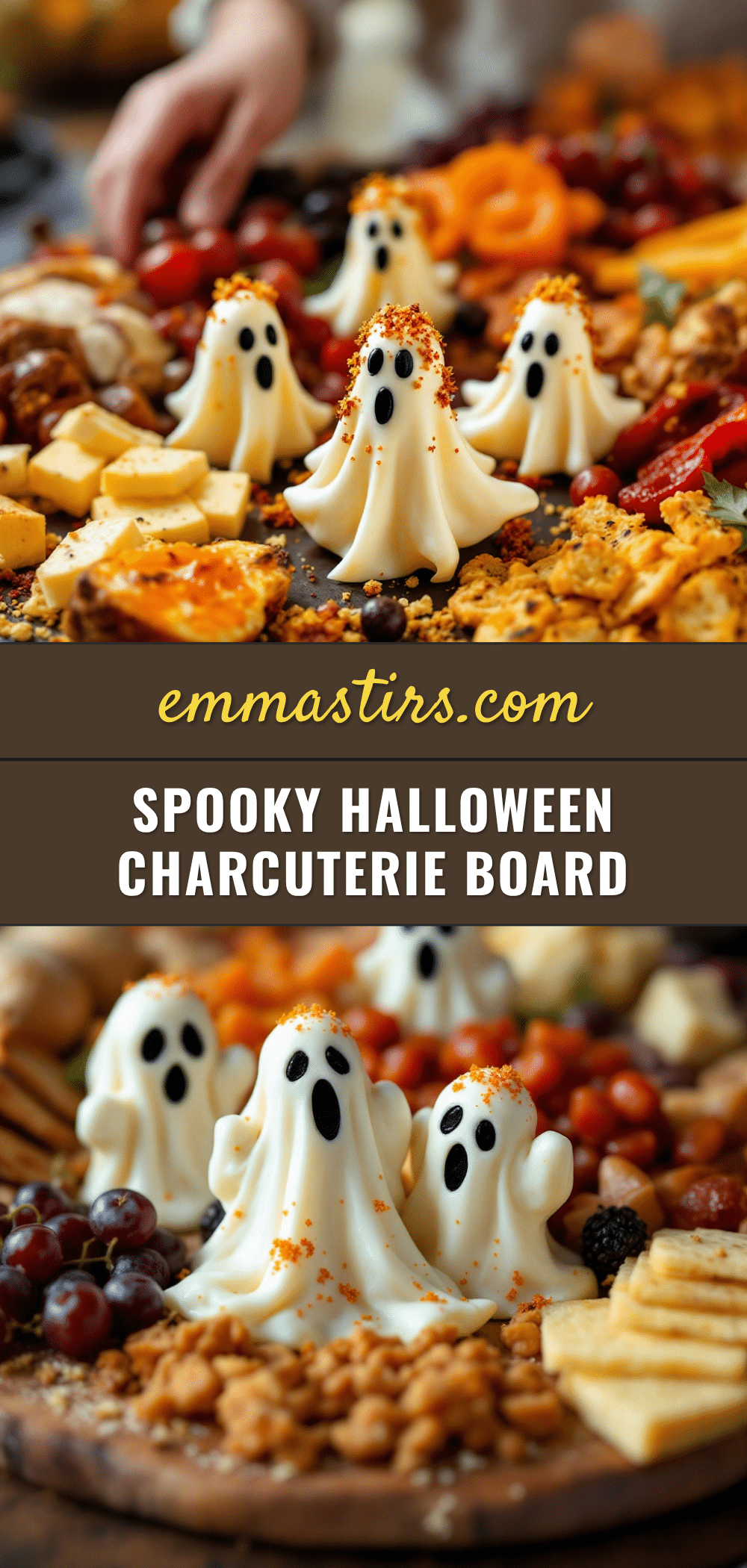 easy halloween fall charcuterie board with cheese ghosts recipe