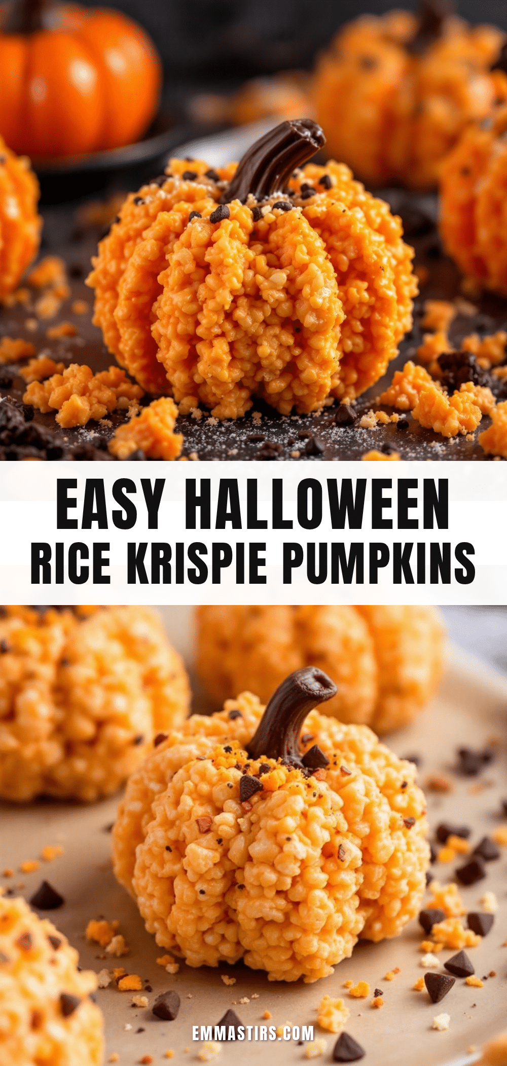 Easy Halloween Rice Krispie Treat Pumpkins recipe