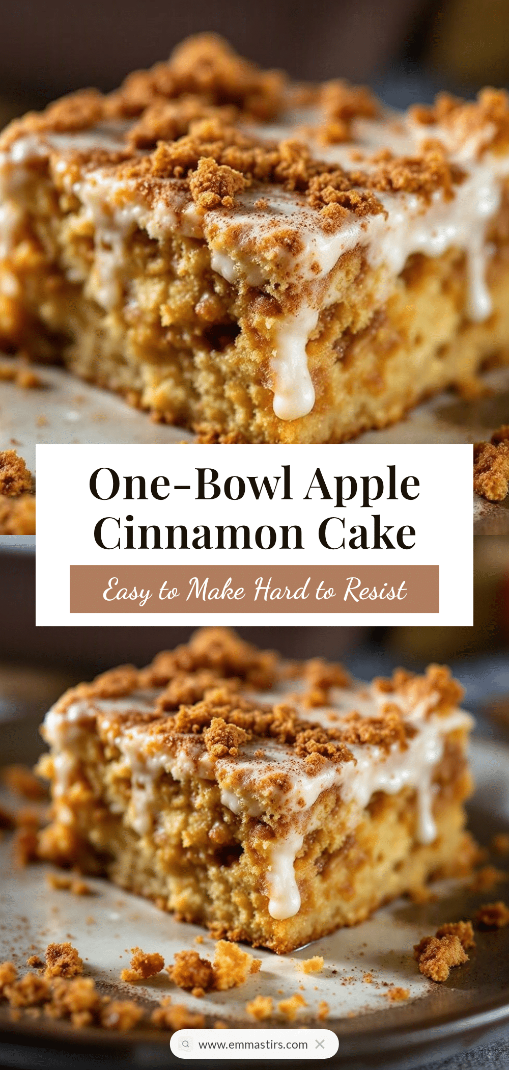 easy one-bowl apple cinnamon snack cake recipe