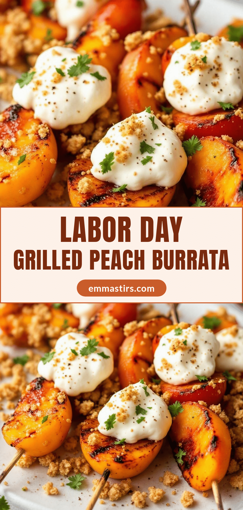 grilled peach and burrata skewers recipe