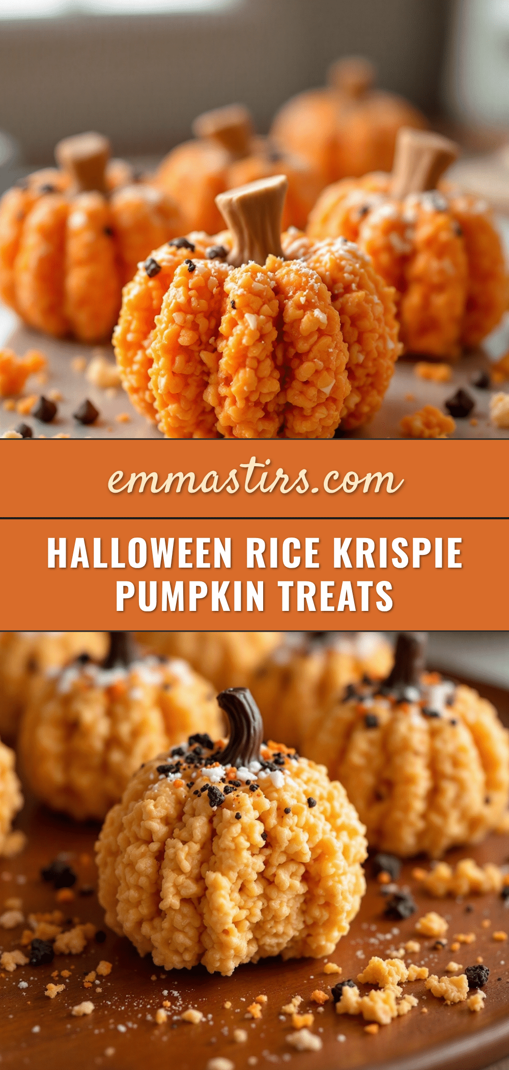 halloween rice krispie treat pumpkins recipe