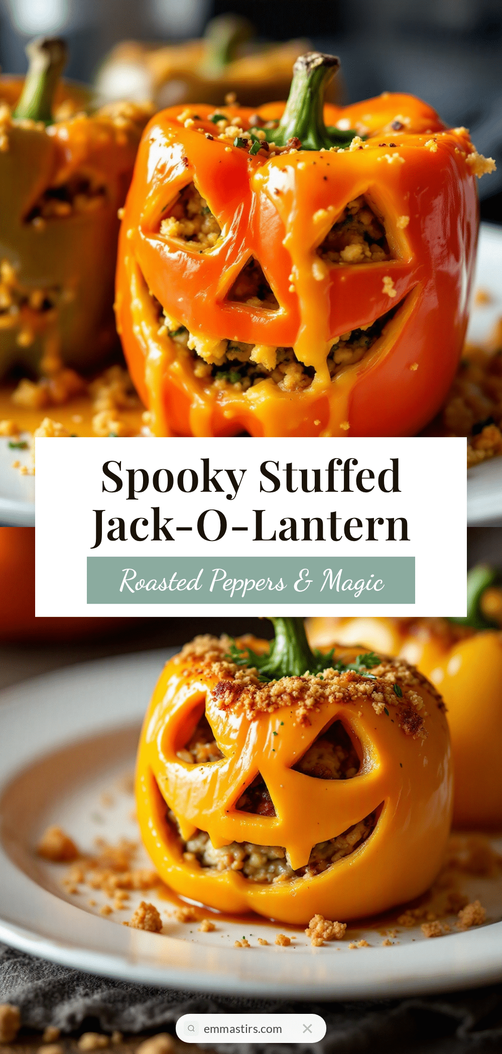Jack-O-Lantern Stuffed Bell Peppers recipe