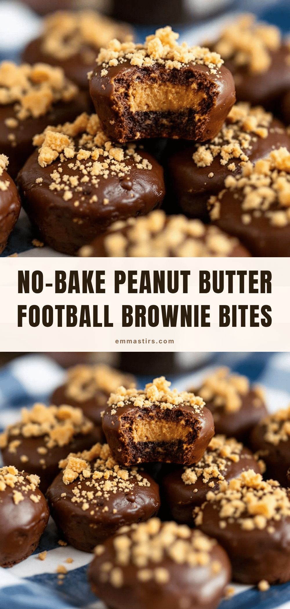 no-bake peanut butter football brownie bites recipe