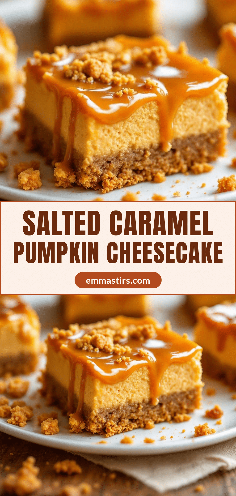 Perfect Salted Caramel Pumpkin Cheesecake Bars recipe
