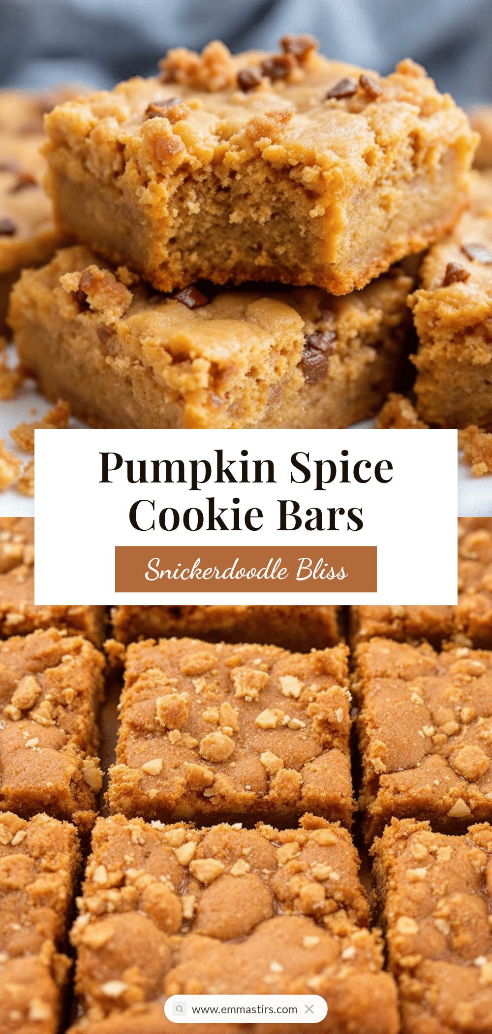 pumpkin spice snickerdoodle cookie bars recipe