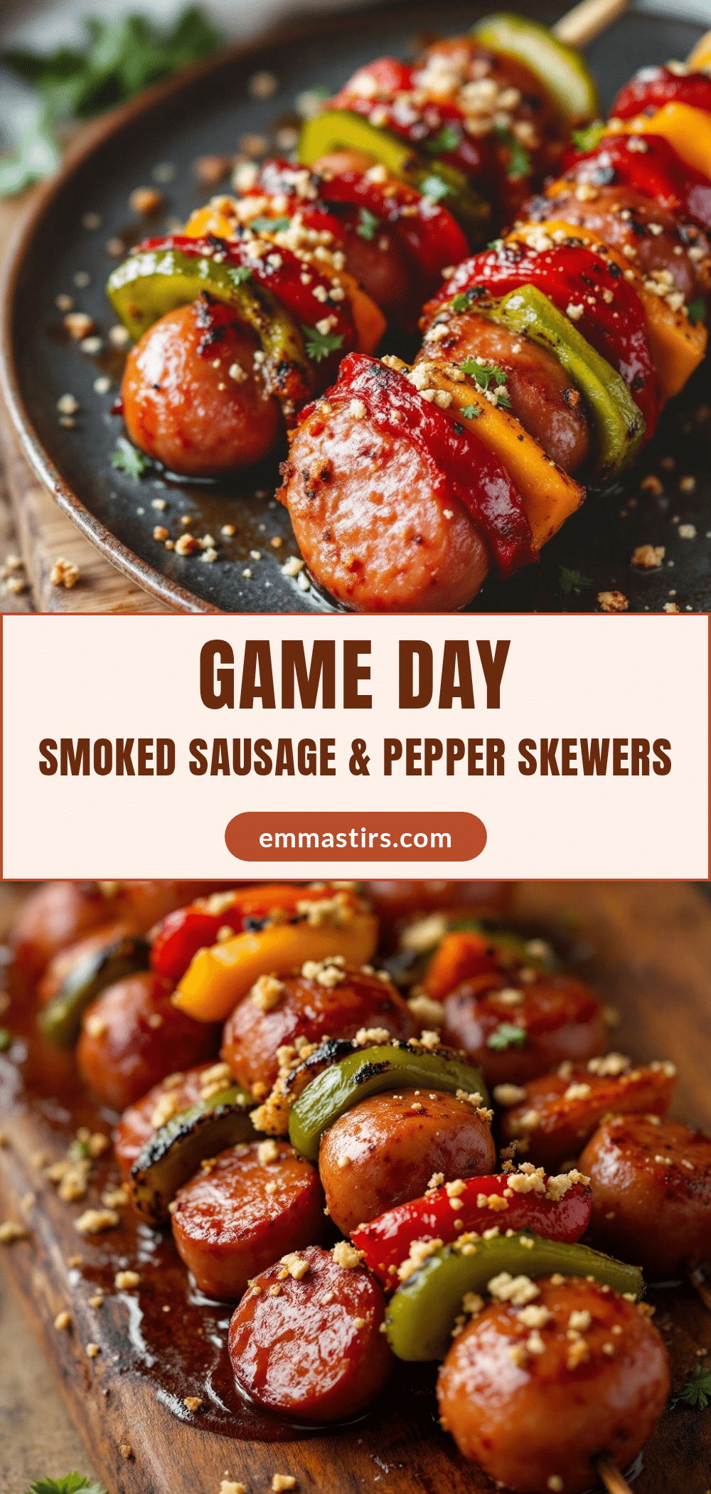 Smoked Sausage and Pepper Skewers recipe