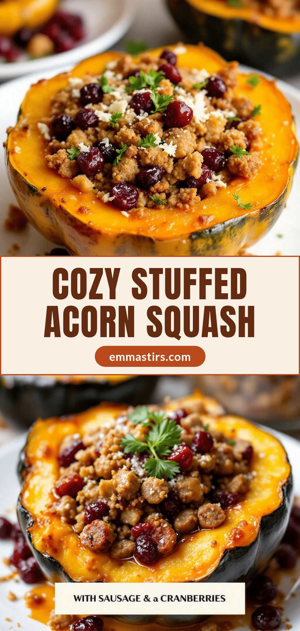 stuffed acorn squash with sausage and cranberries recipe