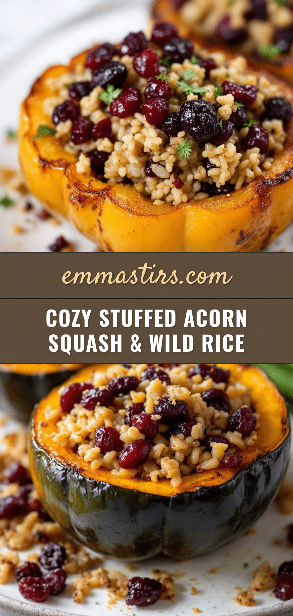 stuffed acorn squash with wild rice and cranberries recipe