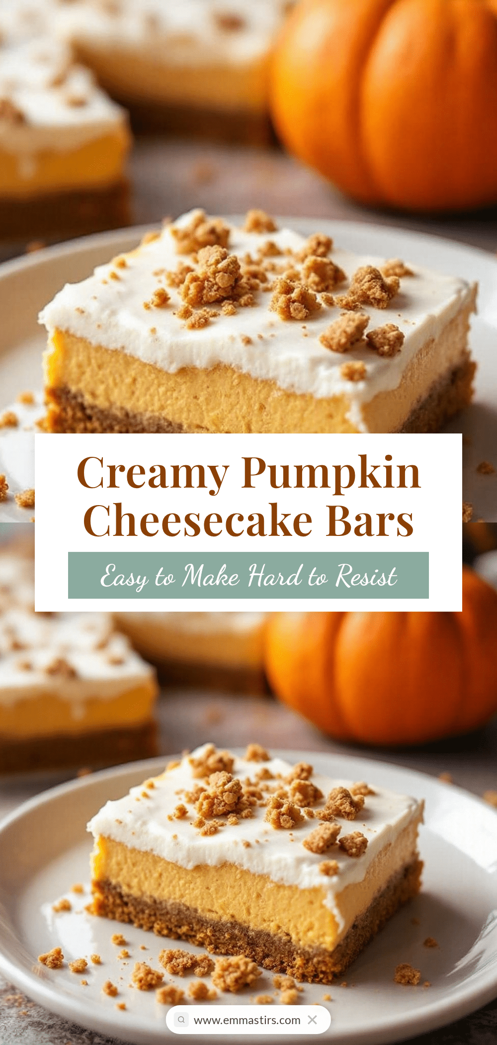 creamy pumpkin cheesecake bars recipe